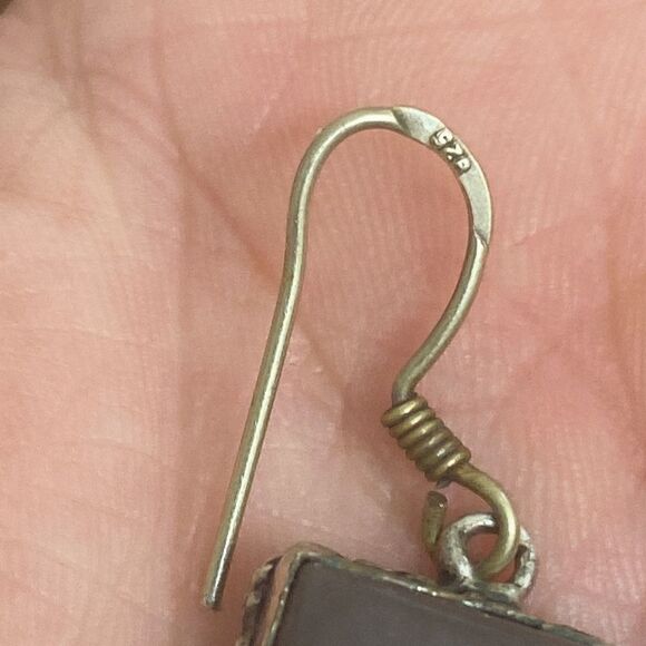 Purple/Gray Agate Sterling Silver Hook Earrings - Picture 3 of 8